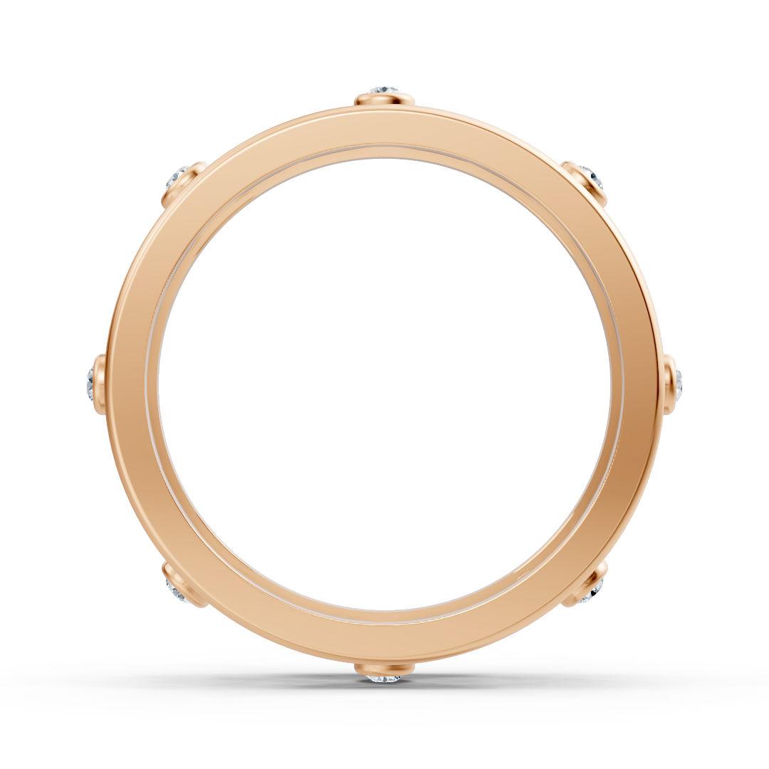 Eleganter Rotgold-Ring mit Runddiamanten im Bezel-Design