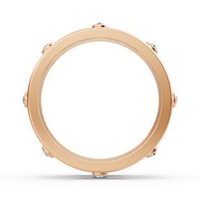 Eleganter Rotgold-Ring mit Runddiamanten im Bezel-Design