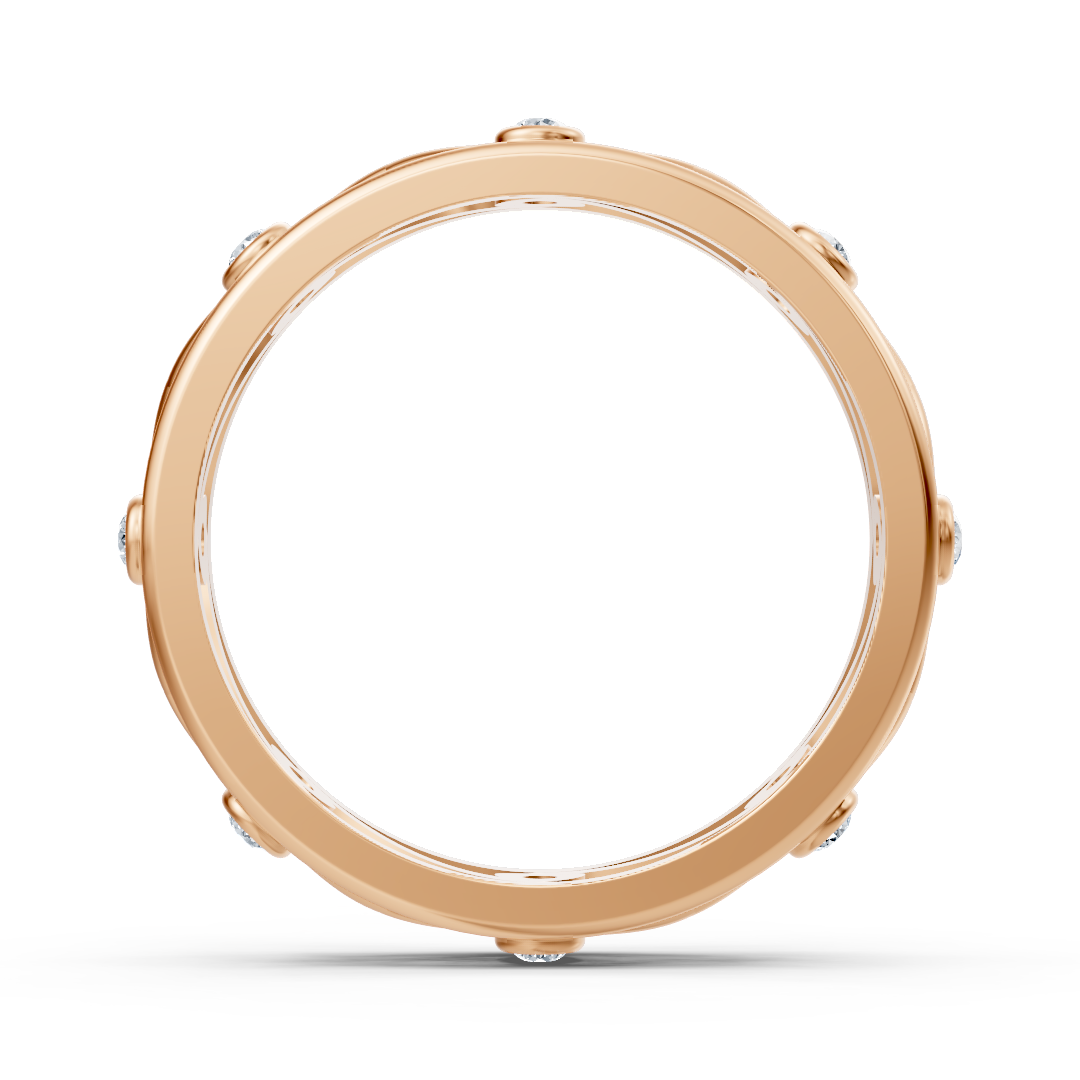 Eleganter Rotgold-Ring mit Runddiamanten im Bezel-Design