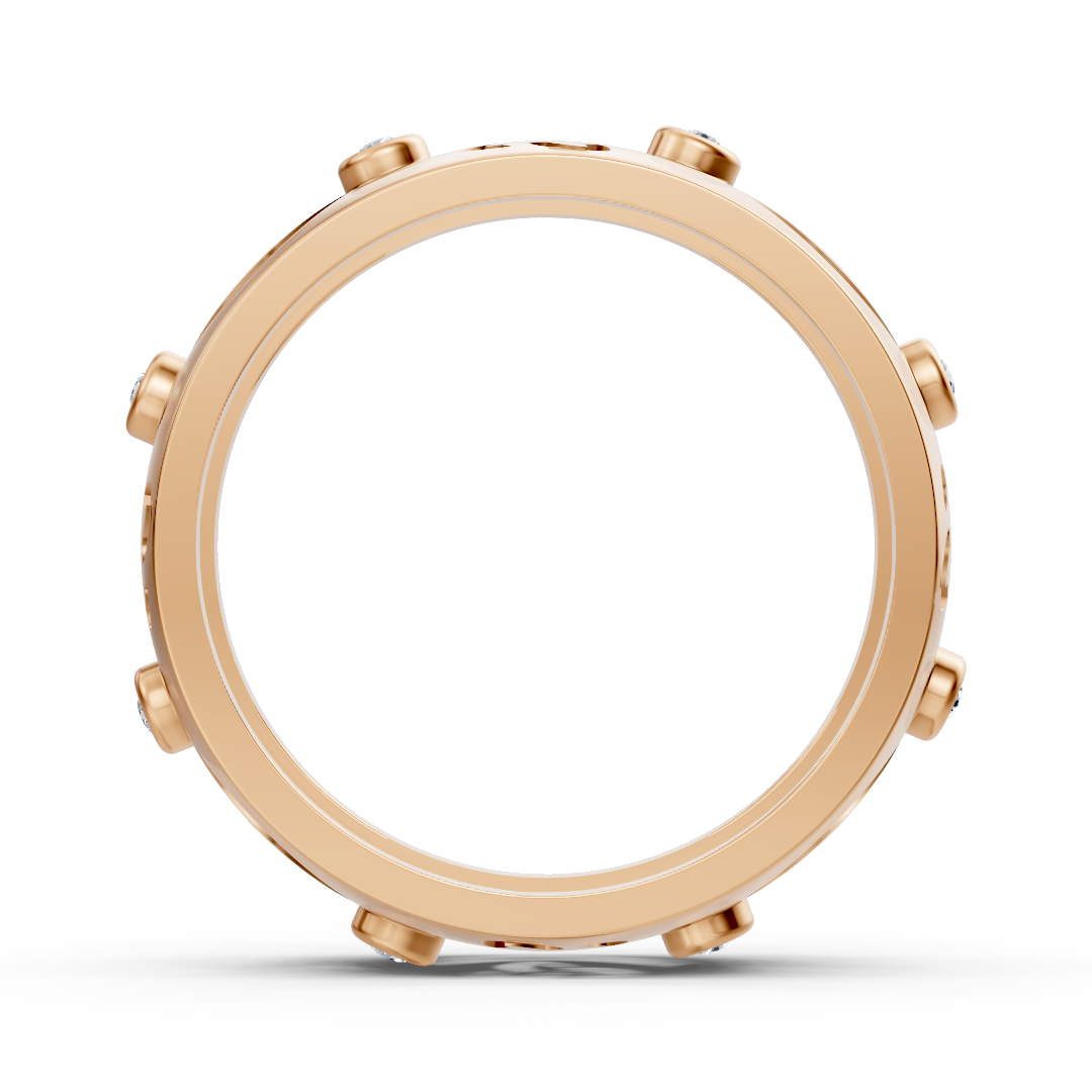 Eleganter Rotgold-Ring mit Runddiamanten im Bezel-Design