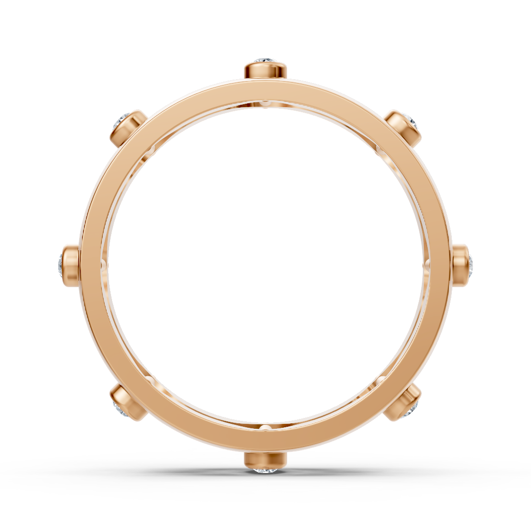 Eleganter Rotgold-Ring mit Runddiamanten im Bezel-Design