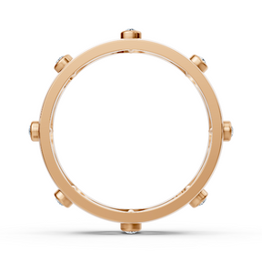 Bague élégante en or rose avec diamants ronds en forme de lunette