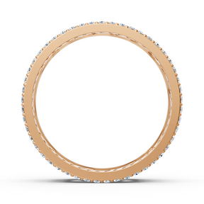 Modern rose gold ring with round diamonds in prong design
