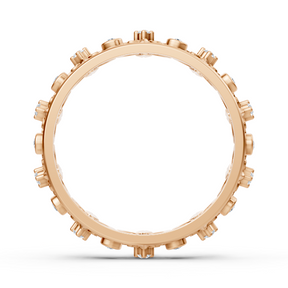 Rosegold-Ring mit Runddiamanten im Prong- und Bezel-Design