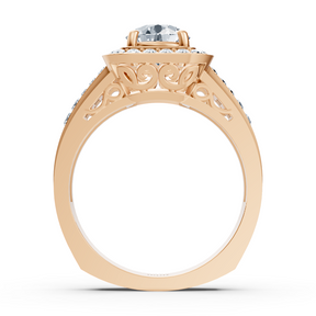 Funkelnder Diamant Verlobungsring mit Prinzess- und Brillantschliff aus 14 Karat Roségold