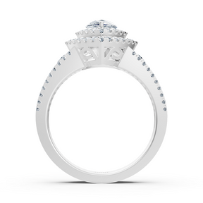 Birgie Halo Diamond &amp; Sapphire Engagement Ring White Gold