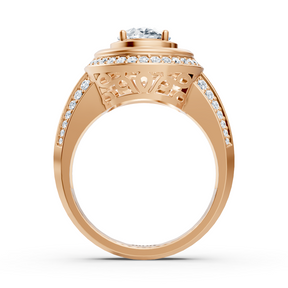 Rose gold halo engagement ring with diamonds &amp; tourmaline