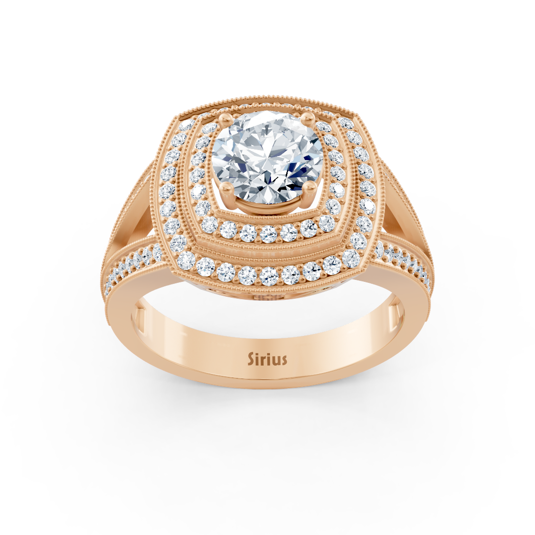 Rose Gold Square Halo Diamond Ring