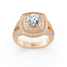 Rose Gold Square Halo Diamond Ring