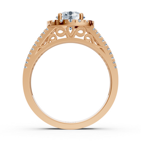 Halo diamond ring rose gold