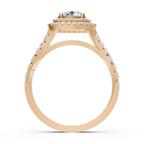 Double Halo Diamond Ring Rose Gold