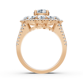 Diamond, emerald and ruby ​​ring rose gold