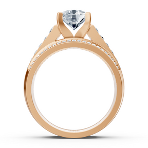 Cathedral Canal Engagement Ring with Diamonds in Rose Gold