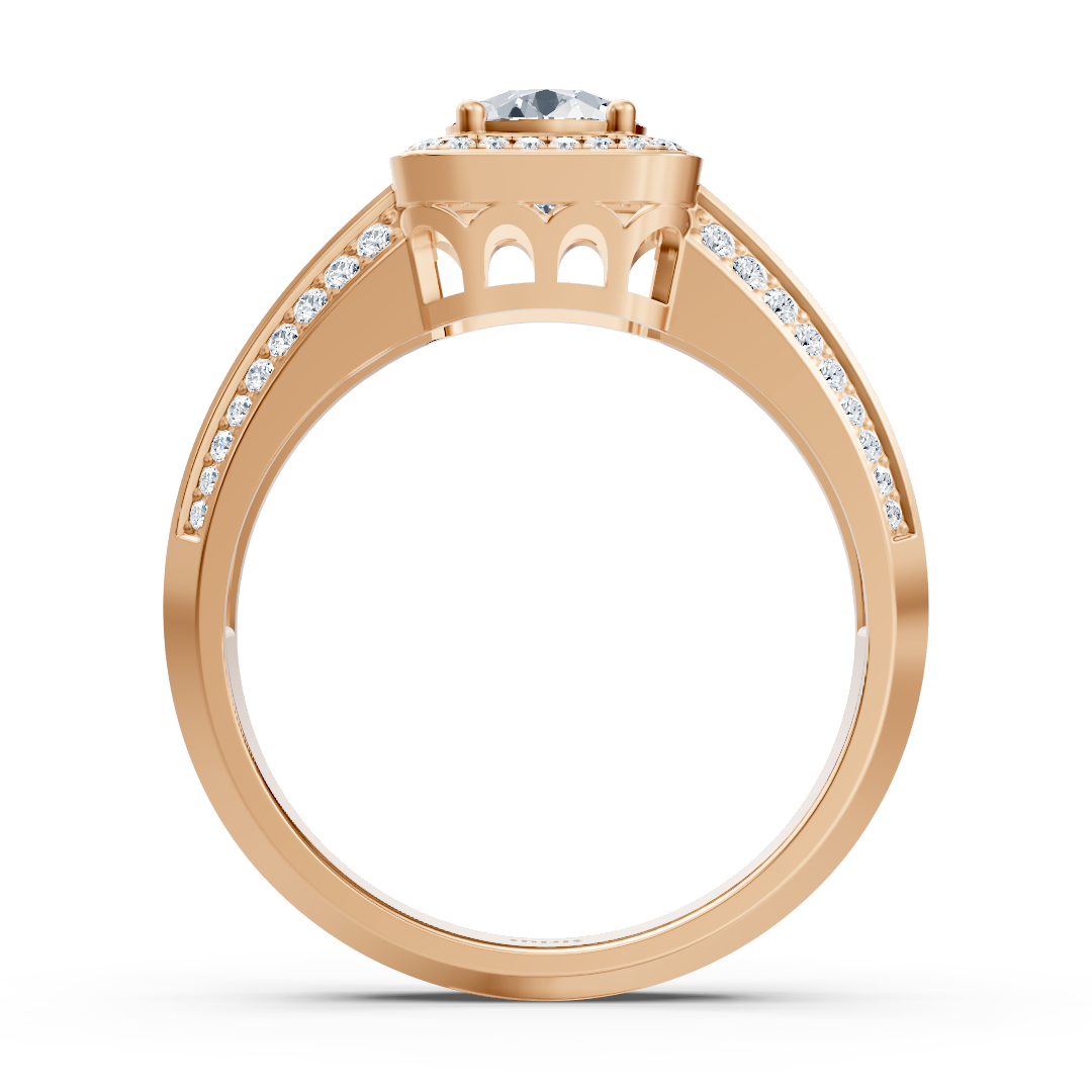 Bague en or rose 14 carats avec diamant taille princesse de 1,41 carat