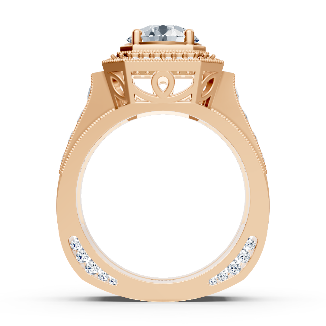 Bague Birgie Sirius en or rose avec diamant taille ronde halo Passion