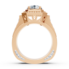Bague Birgie Sirius en or rose avec diamant taille ronde halo Passion