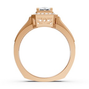 Birgie Sirius Roségold Diamant & Saphir Halo Ring mit Prinzess & Rundschliff