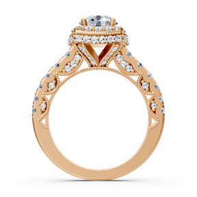 Bague de fiançailles Birgie Sirius en or rose avec diamant taille ronde halo