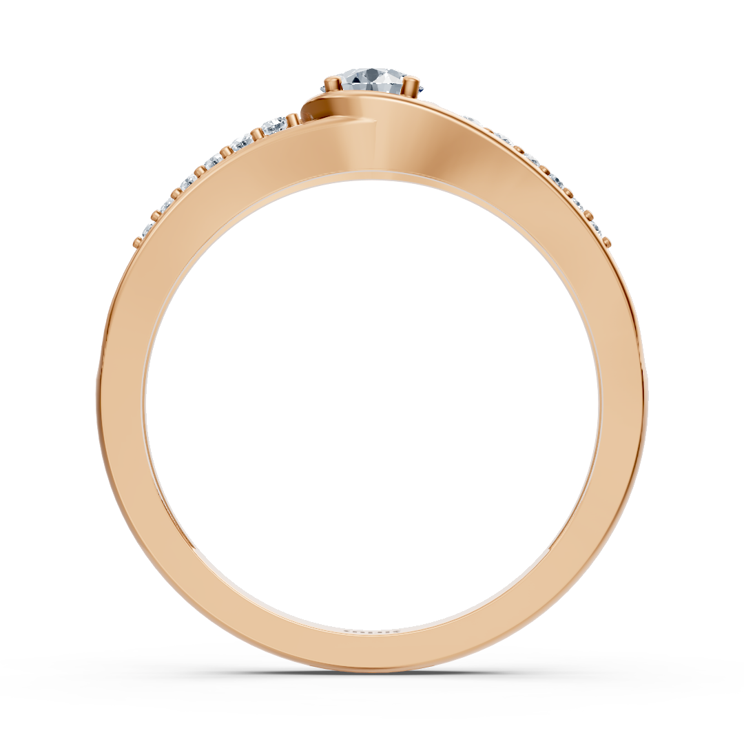 Bague en or rose avec diamants latéraux de 0,30 carat