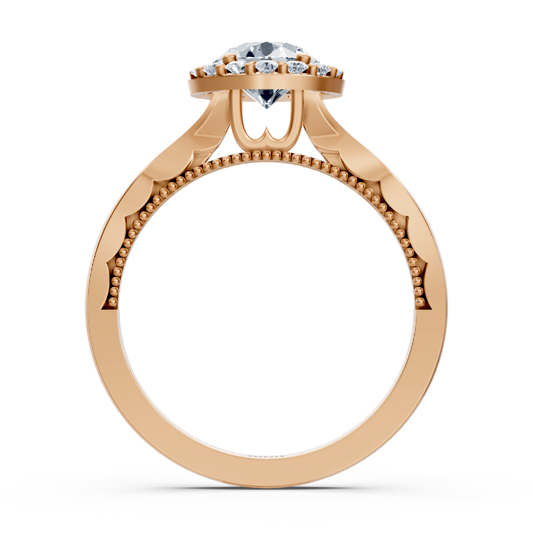 Bague de fiançailles en or rose avec diamant solitaire halo de 1,00 carat