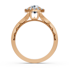 Bague de fiançailles en or rose avec diamant solitaire halo de 1,00 carat