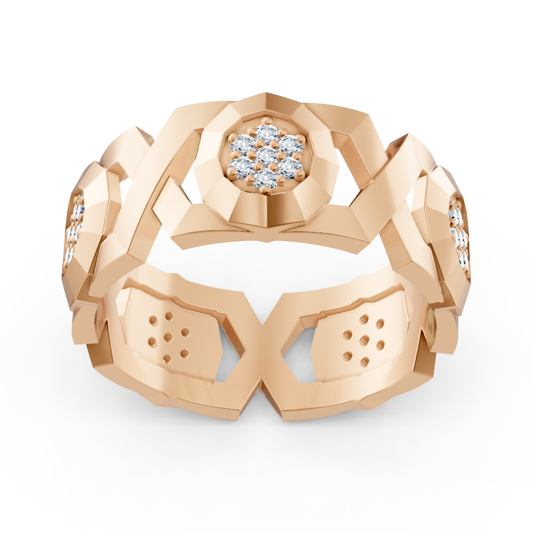 Exquisiter Rosegold-Diamantring – Geometrisches Design