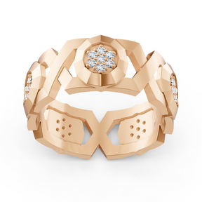 Exquisiter Rosegold-Diamantring – Geometrisches Design