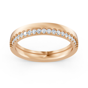 Bague élégante demi-éternité avec diamants en or rose 14 carats