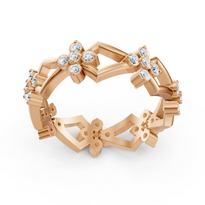 Bague diamant Birgie en or rose 14 carats avec diamants ronds taille brillant