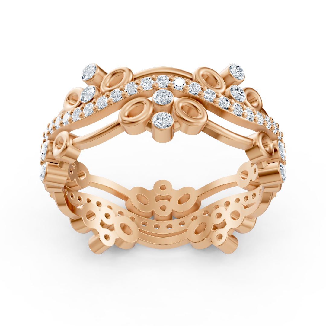 Playful circle diamond ring - 14K rose gold, approx. 0.51 carats