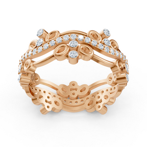 Bague cercle ludique en diamant - or rose 14 carats, environ 0,51 carat