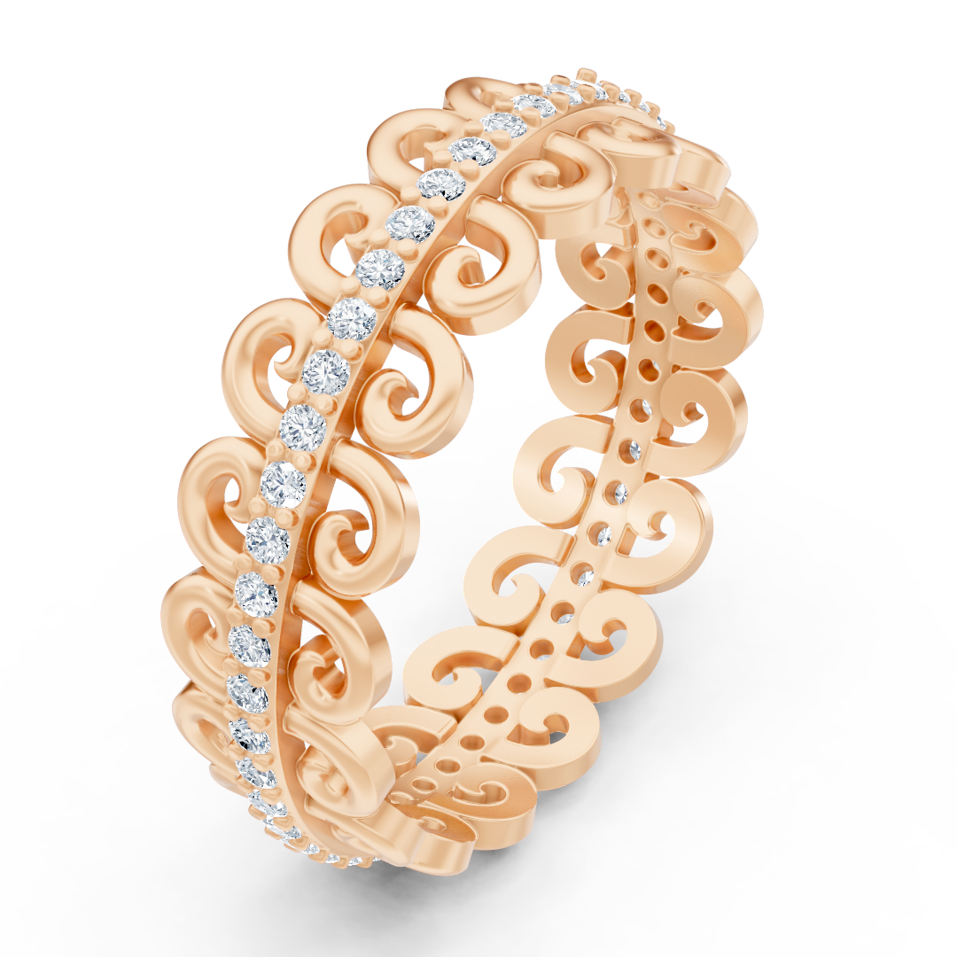 Anmutiger Schneckenmuster Diamantring - 14K Roségold, ca. 0.28 Karat