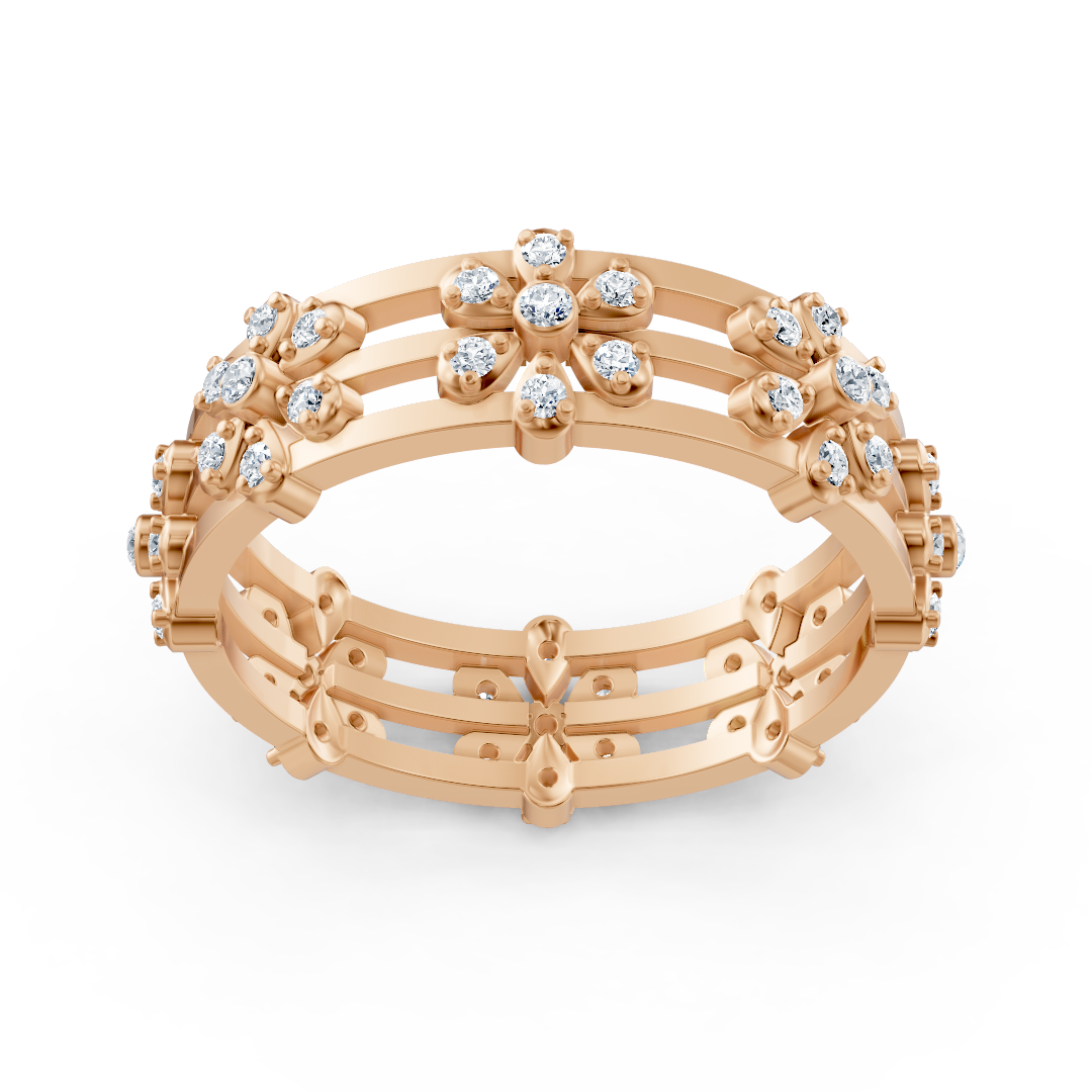 Strahlender Diamantring "Blütenmeer" - 14K Rosegold, 0,464 Karat Diamanten