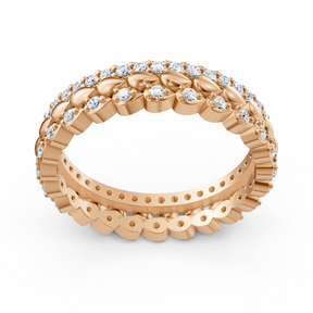 14 carat rose gold diamond multi-row ring - delicate floral wreath for your hand