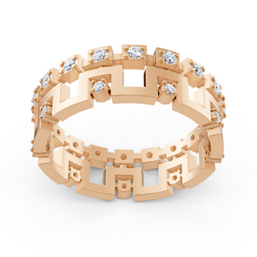 14 carat rose gold diamond geometric ring - expressive ladies' ring with modern design