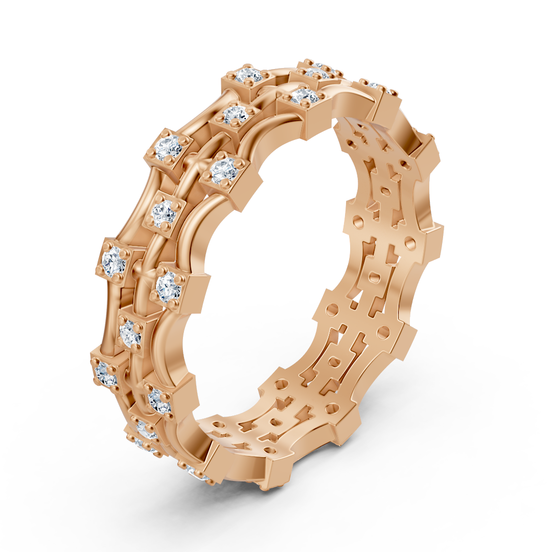 14 Karat Rosegold Diamant Moderner Ring - Filigraner Damenring für jeden Tag