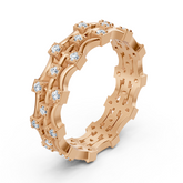 Bague moderne en or rose 14 carats avec diamants - bague femme en filigrane pour tous les jours