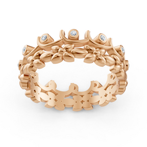Rosegoldener Diamantring mit floralem Rankenmuster
