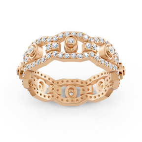 Rosegoldener Diamantring mit Ketten- und Kreisdesign