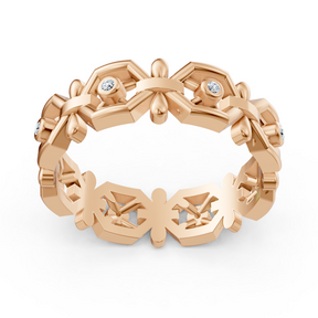 Rose gold diamond ring with geometric design