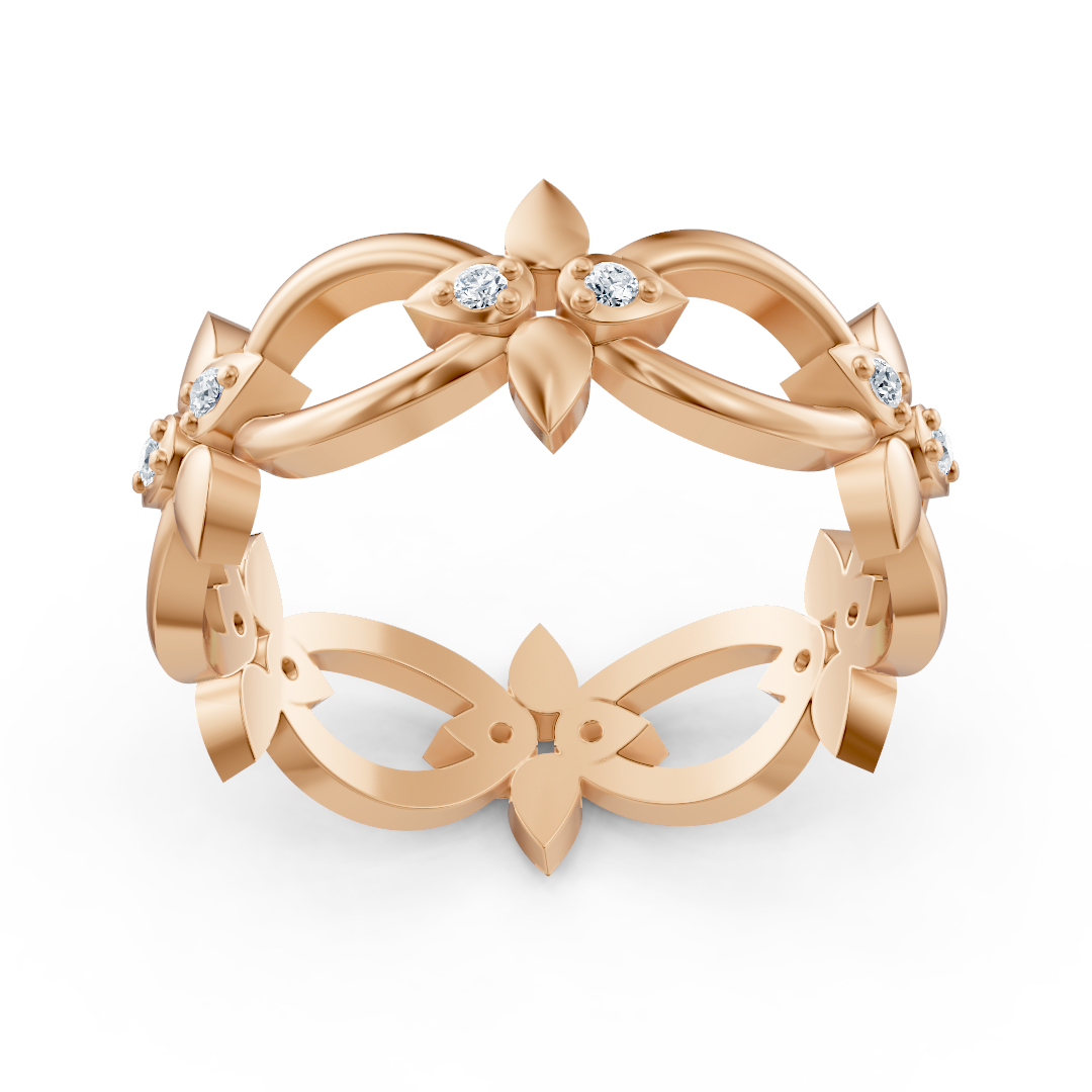 Rosegoldener Diamantring mit Blütenblattdesign