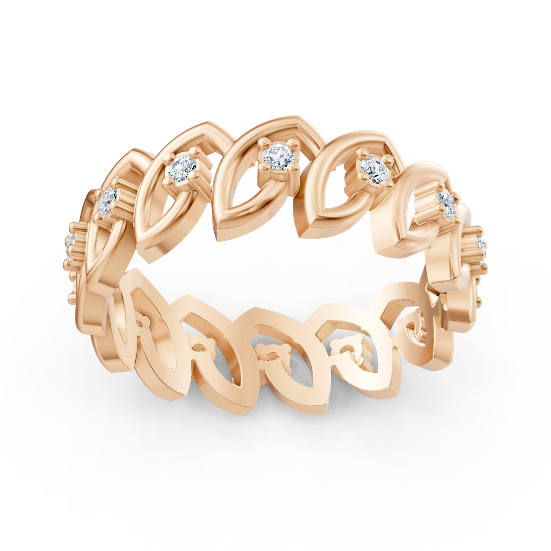 Eleganter Rosegold-Ring mit Rundschliff-Diamanten – Filigranes Design