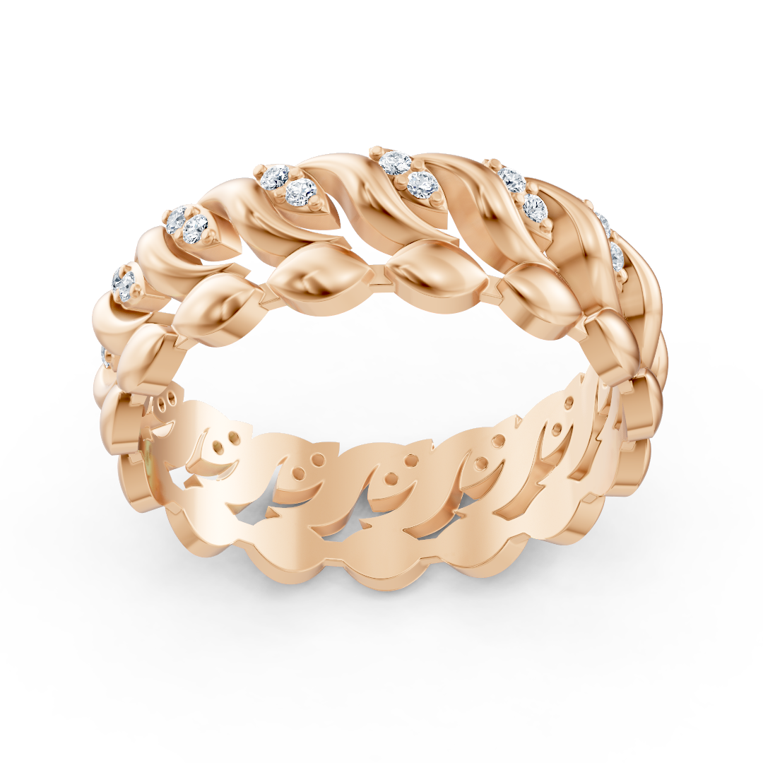 Zarter Roségold Ring mit Diamanten im Herzranken Design