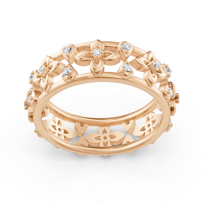 Edler Rosegold Ring mit Diamanten im Blüten Design – Filigrane Eleganz