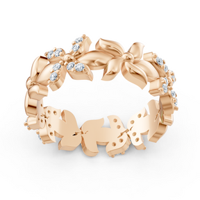 Sparkling rose gold ring with diamonds – butterfly design