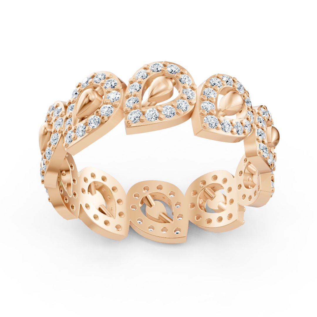 Opulent rose gold ring with diamonds – sparkling sea of ​​flowers design