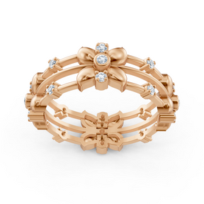 14 Karat Rosegold Pırlanta Floral Ring "Blütenkranz