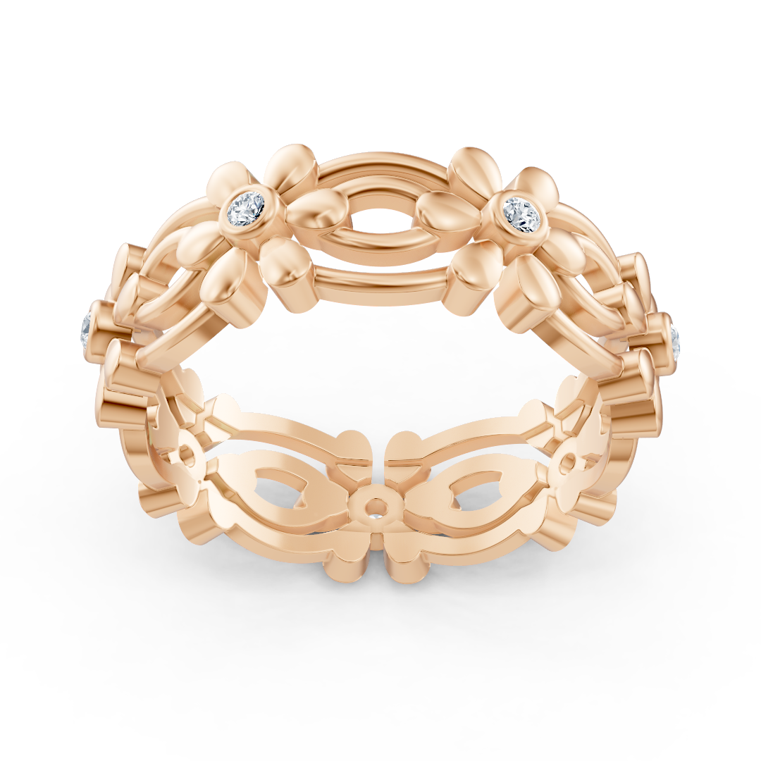 14 Karat Rosegold Pırlanta Blumen Ring "Zarte Blüte"