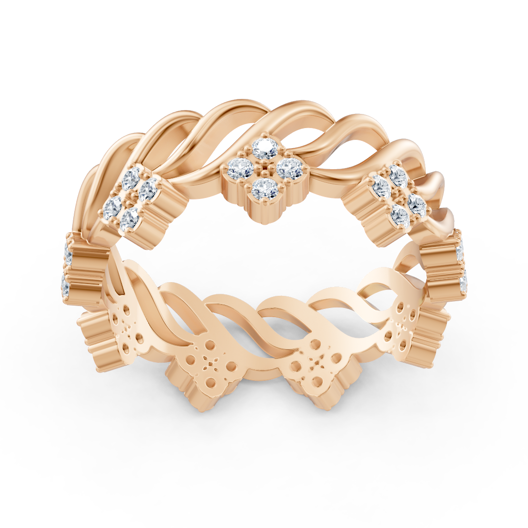 14 Karat Rosegold Diamant Bandring "Eisblume"