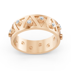 Bague Birgie en or rose 14 carats avec diamants en zigzag - Modern Swing